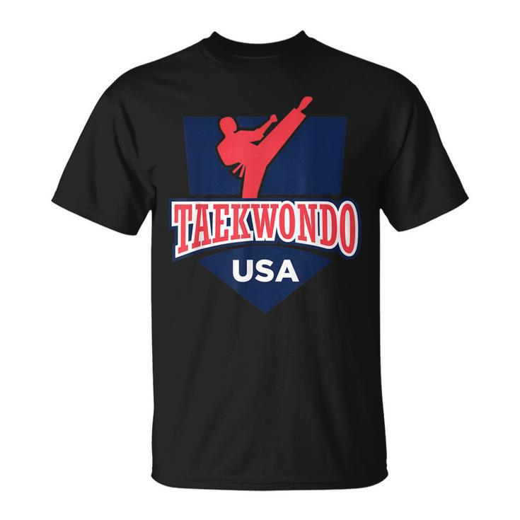 Taekwondo Usa Support The Team Usa Flag Fighting T-shirt