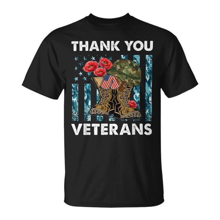 Thank You Veterans Combat Boots Poppy Veteran Day T-Shirt T-Shirt Unisex T-Shirt