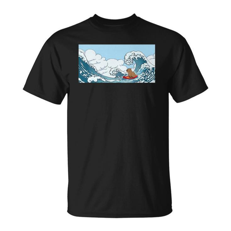 The Capybara On Great Wave Unisex T-Shirt