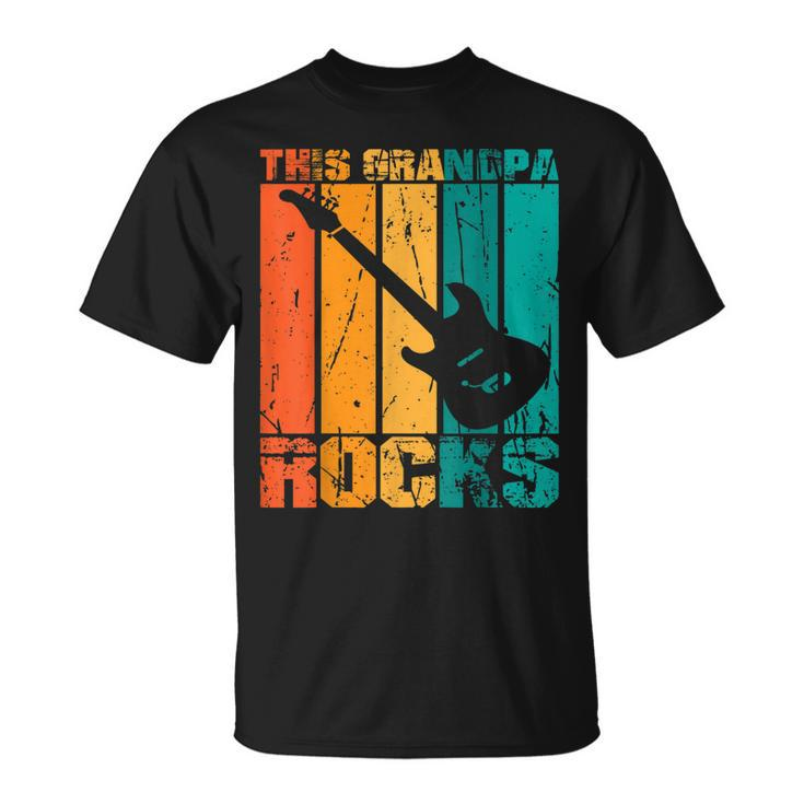 This Grandpa Rocks Design Fathers Day Birthday Guitar  Unisex T-Shirt
