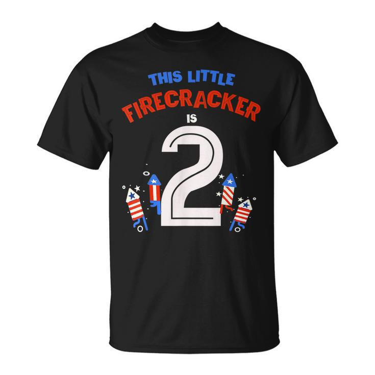 This Little Firecracker Is 2 Bang 4Th July 2Nd Birthday 2020  Unisex T-Shirt