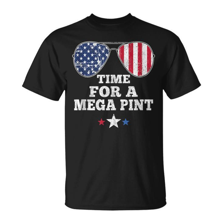 Time For A Mega Pint Funny 4Th Of July Patriotic Sunglasses  Unisex T-Shirt
