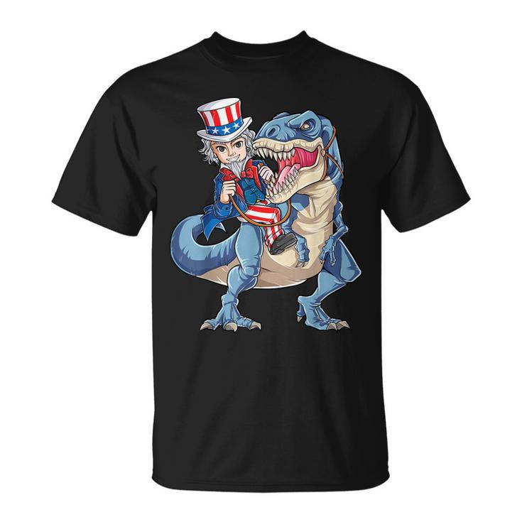 Uncle Sam Dinosaur T  4Th Of July T Rex Kids Boys Gifts Unisex T-Shirt
