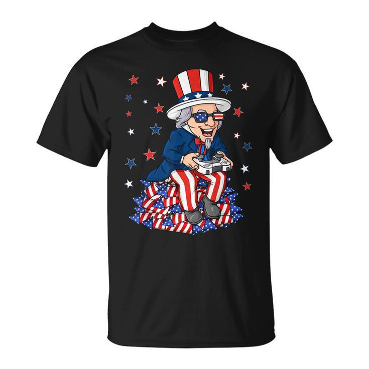 Uncle Sam Game Controller 4Th Of July Boys Kids Ns Gamer  Unisex T-Shirt