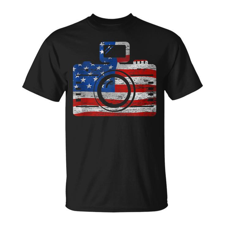 Us Flag Camera Fourth Of July Photographer  V2 Unisex T-Shirt