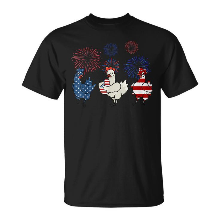 Usa Flag Chicken Fireworks Patriotic 4Th Of July  Unisex T-Shirt