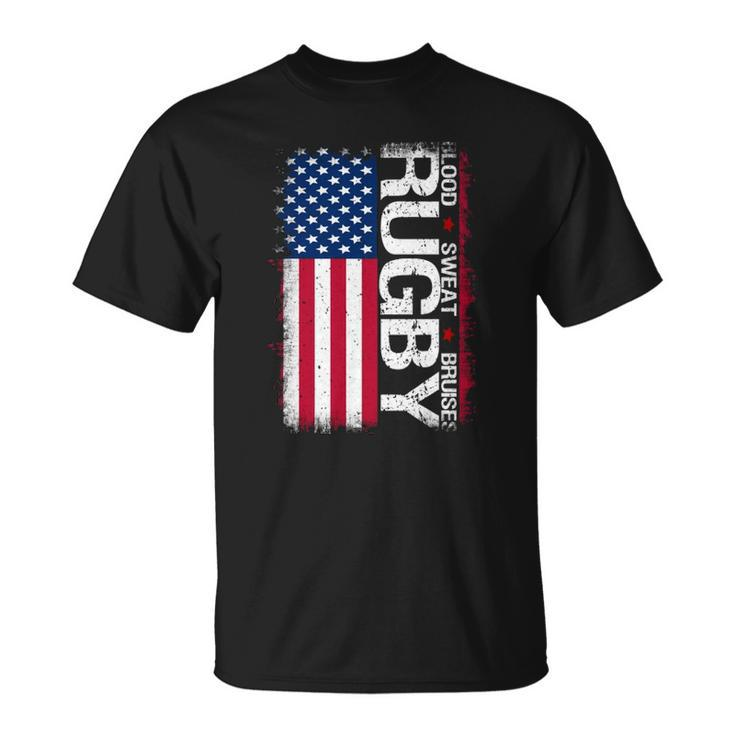 Usa Rugby American Flag Distressed Rugby 4Th Of July Gift Unisex T-Shirt