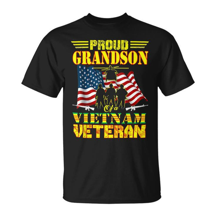 Veteran Veterans Day Proud Grandson Of A Vietnam Veteran For 142 Navy Soldier Army Military Unisex T-Shirt