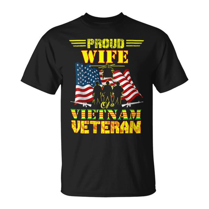 Veteran Veterans Day Womens Proud Wife Of A Vietnam Veteran For 70 Navy Soldier Army Military Unisex T-Shirt