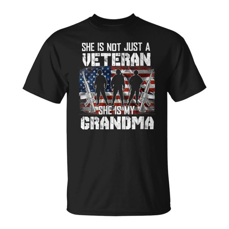 Veteran Womens Veteran She Is My Grandma American Flag Veterans Day 333 Navy Soldier Army Military Unisex T-Shirt