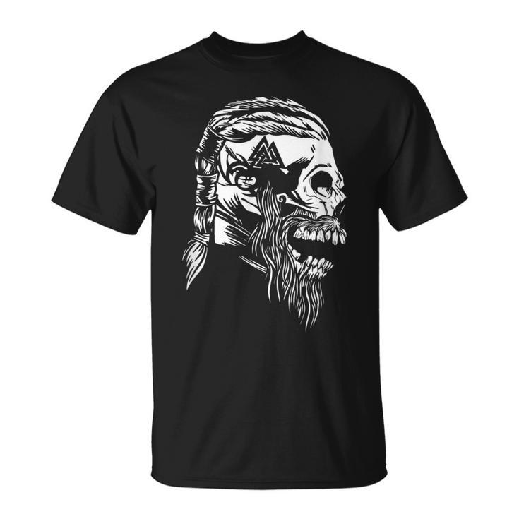 Viking Warrior Skull With Great Beard T-shirt