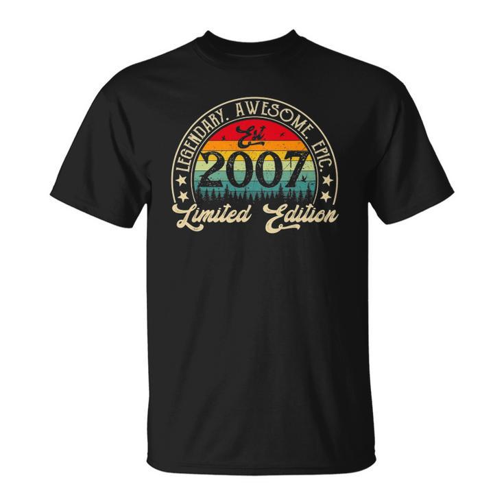 Vintage 2007 Limited Edition 2007 15Th Birthday 15 Years Old Unisex T-Shirt