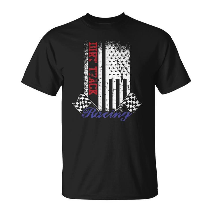 Vintage American Flag Dirt Track Racing Race Flag Design  Unisex T-Shirt
