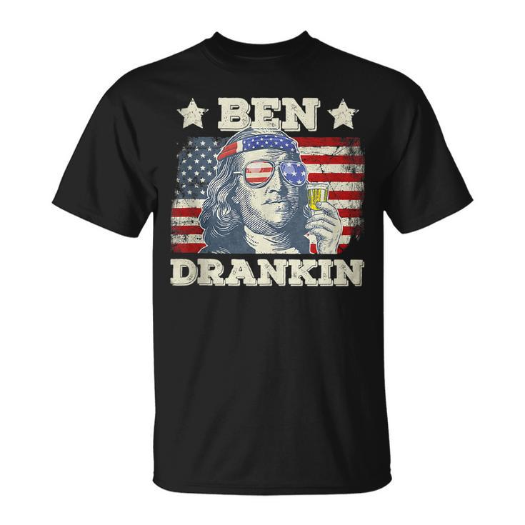 Vintage Ben Drankin 4Th Of July Benjamin Usa Flag   Unisex T-Shirt