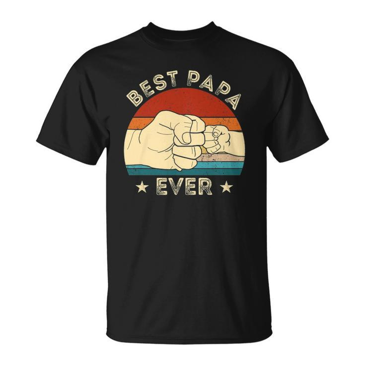 Vintage Best Papa Ever Fist Bump Funny Grandpa Fathers Day Unisex T-Shirt
