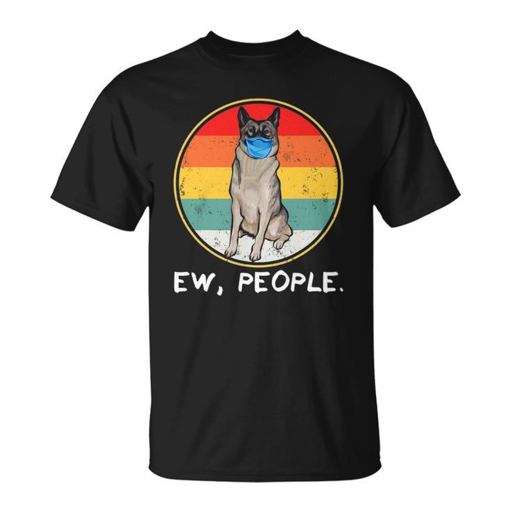 Vintage Ew People Norwegian Elkhound Dog Wearing Face Mask Unisex T-Shirt