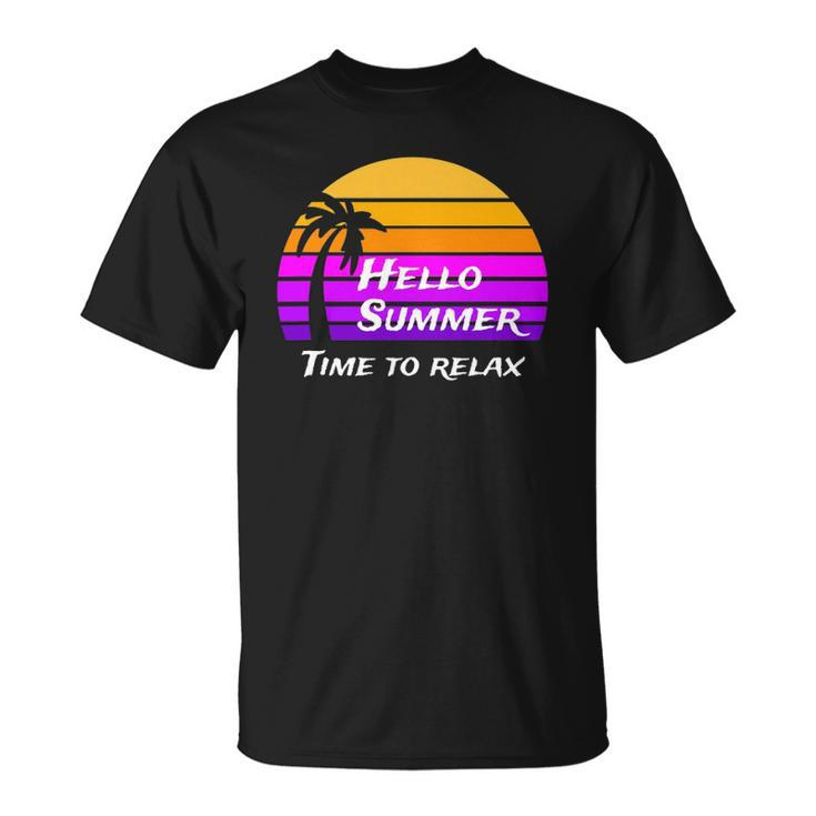 Vintage Hello Summer Its Time To Relax Unisex T-Shirt