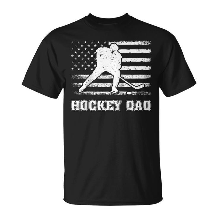 Vintage Hockey Dad American Flag Hockey 4Th Of July  Unisex T-Shirt