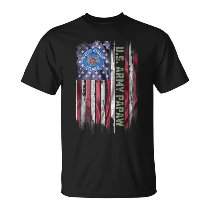 Vintage Usa American Flag Proud Us Army Veteran Papaw T-shirt