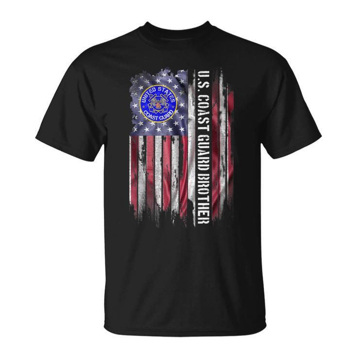 Vintage Usa American Flag Proud Us Coast Guard Brother T-shirt