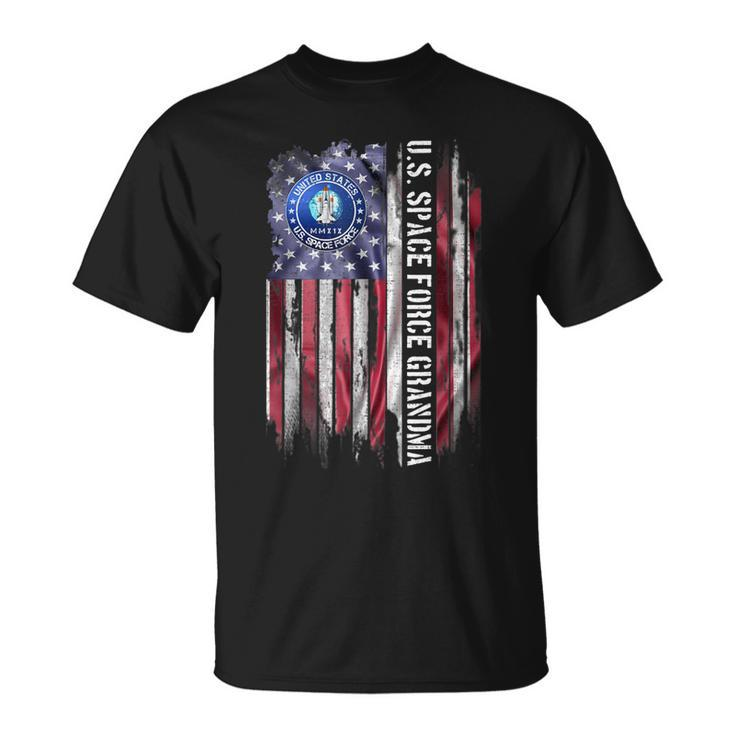 Vintage Usa American Flag Proud Us Space Force Grandma T-shirt