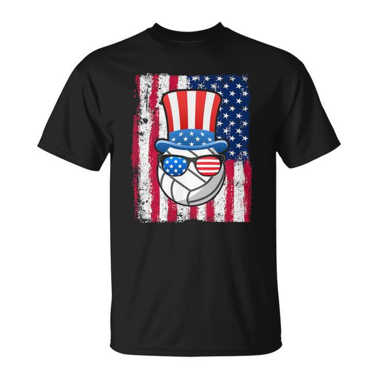 Volleyball Ball American Flag 4Th Of July Unisex T-Shirt