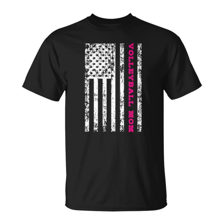 Volleyball Mom American Flag  Unisex T-Shirt