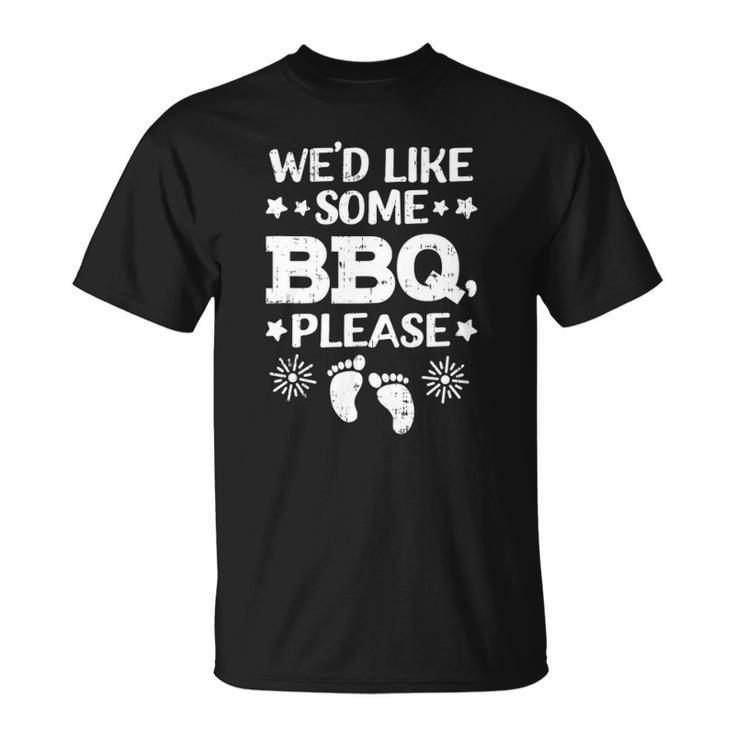 Wed Like Some Bbq Baby 4Th Of July Pregnancy Announcement  Unisex T-Shirt