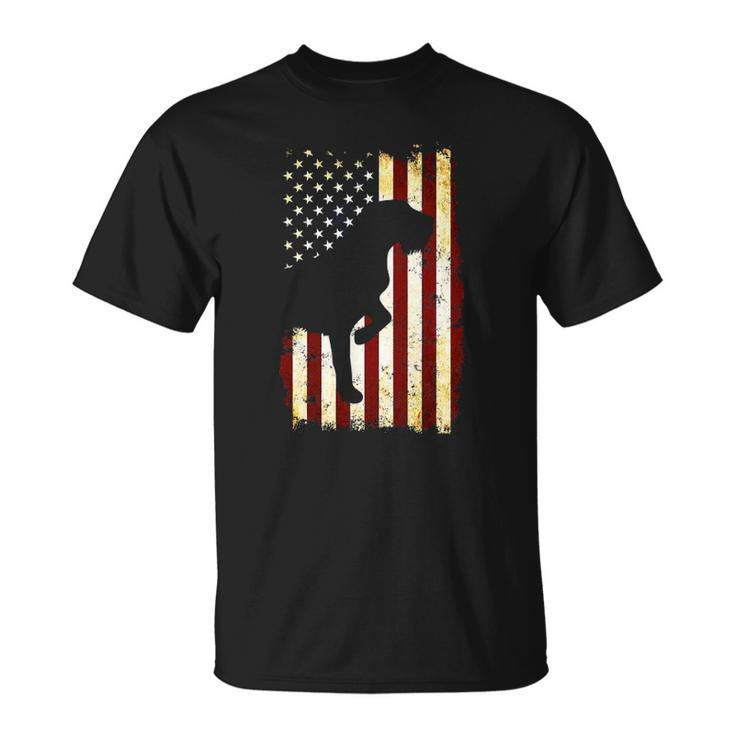 Wirehaired Pointing Griffon Silhouette American Flag Unisex T-Shirt