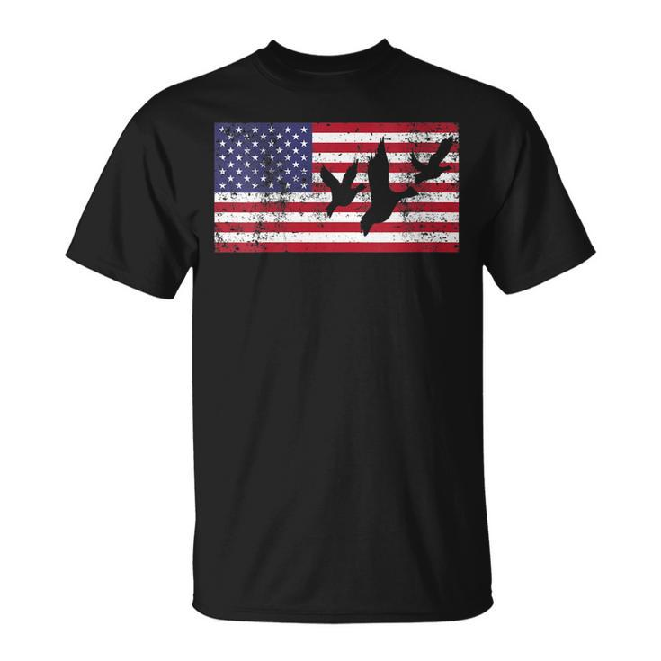 Womens 4Th Of July American Flag Hunting Hunter Geese Goose Dad Usa  Unisex T-Shirt