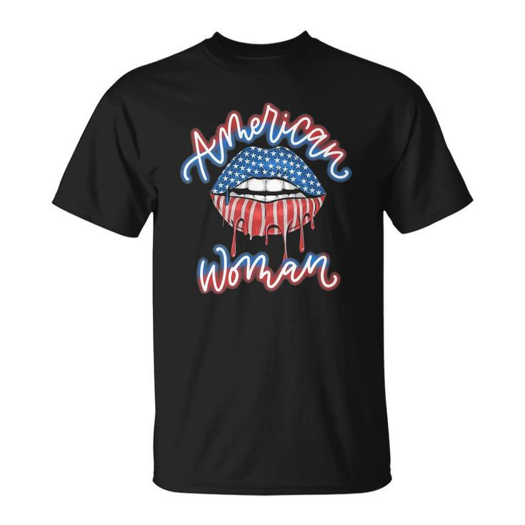 Womens American Flag Sexy Lip Usa America 4Th Of Julyy Unisex T-Shirt