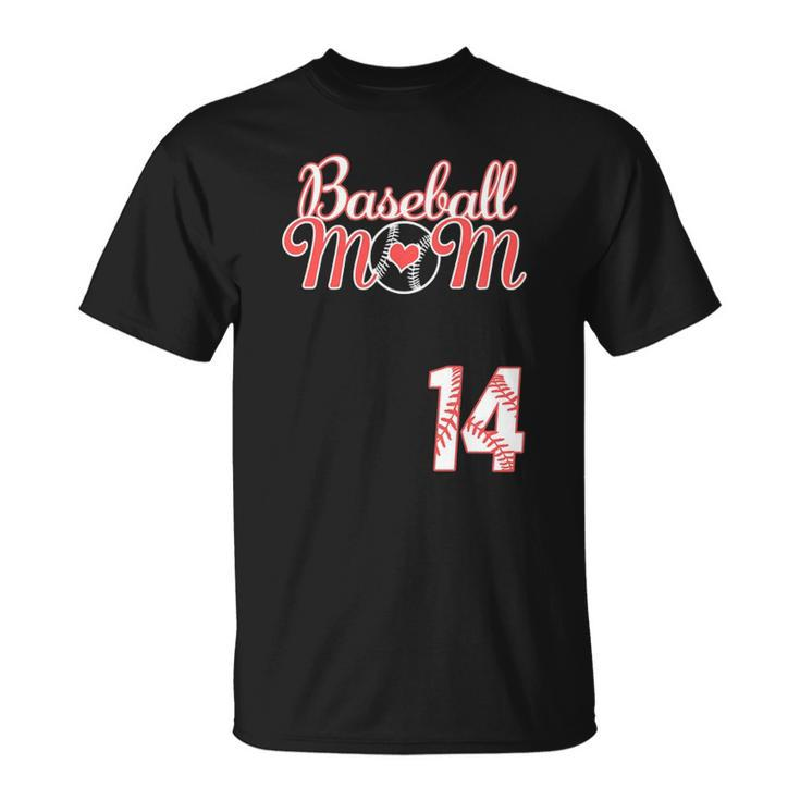 Womens Baseball Mom Mothers Day 14 Baseball Player Jersey  Unisex T-Shirt