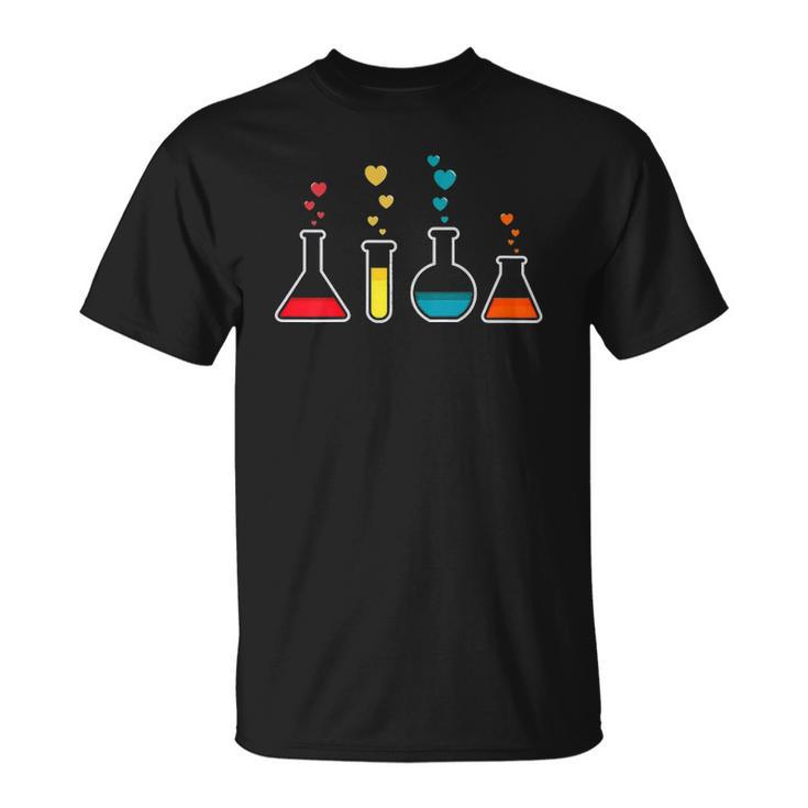 Womens Cute Chemistry Hearts Science Valentines Gift Nerd Unisex T-Shirt