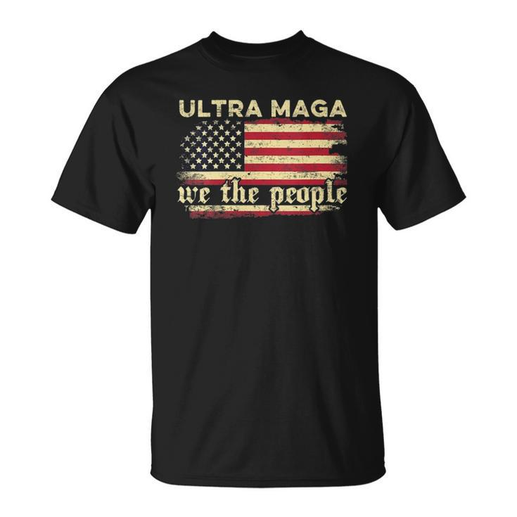 Womens Funny Ultra Maga Vintage American Flag Ultra-Maga Retro  Unisex T-Shirt