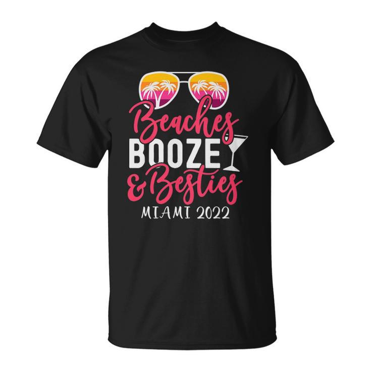 Womens Girls Weekend Girls Trip Miami 2022 Beaches Booze & Besties Unisex T-Shirt