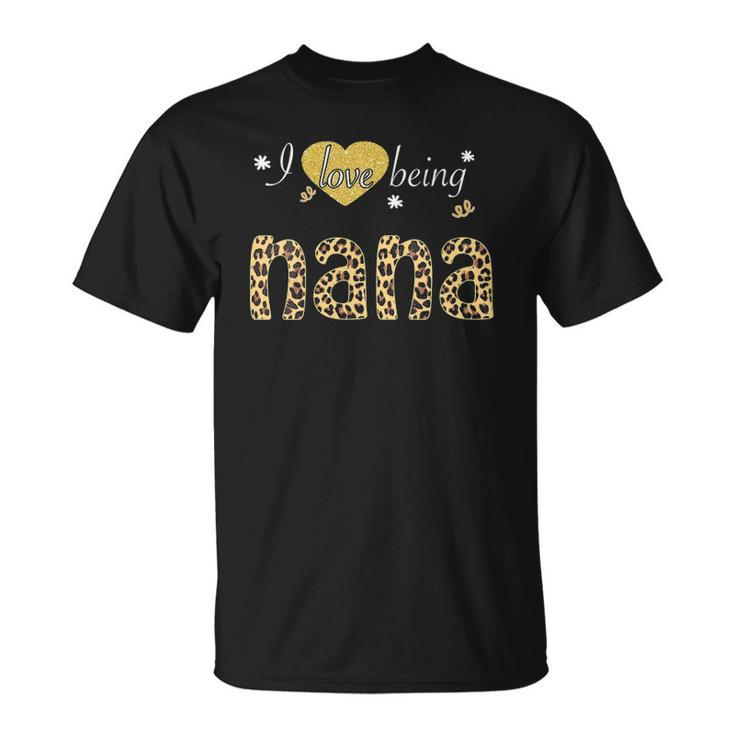 Womens I Love Being Nana Leopard Plaid Tee Gift Unisex T-Shirt