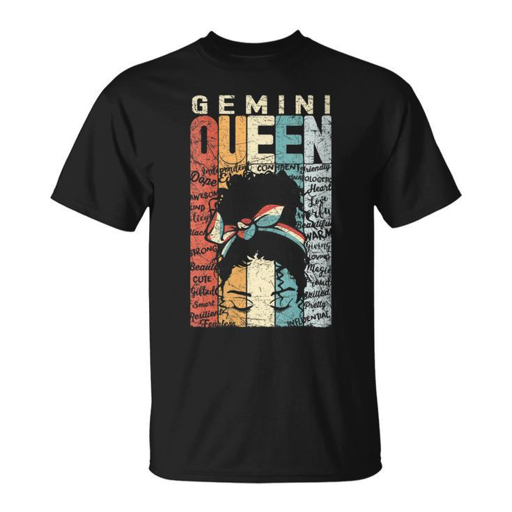 Womens June Birthday Gemini Queen Im Black Queen Afro Mom Bun  Unisex T-Shirt