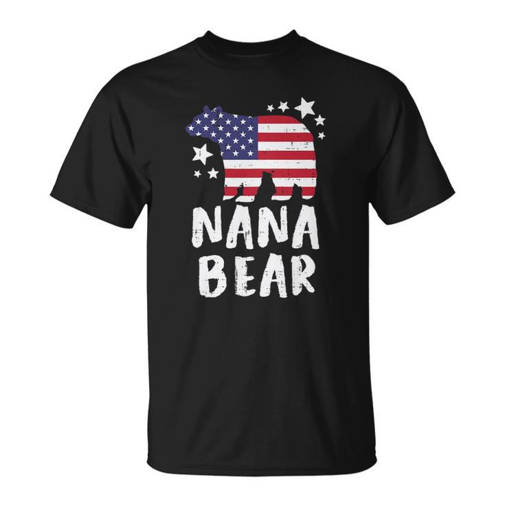 Womens Nana Bear Grandma Us Flag 4Th Of July Matching Family Women Unisex T-Shirt