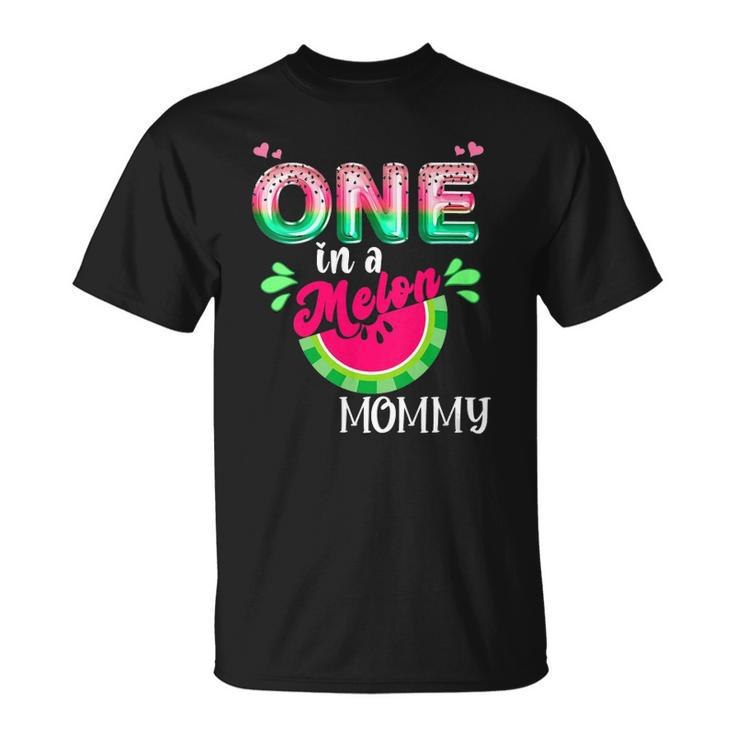 Womens One In A Melon Mom Outfit Birthday Matching Group Summer V-Neck Unisex T-Shirt