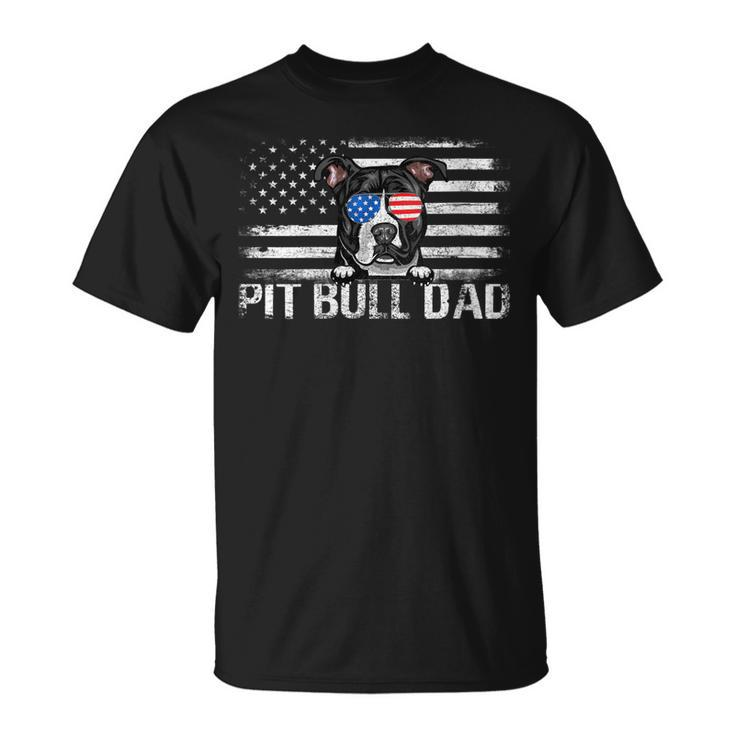 Womens Pit Bull Dad American Flag 4Th Of July Patriotic Gift  Unisex T-Shirt