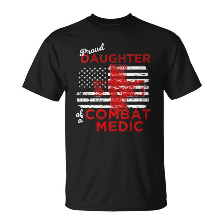 Womens Proud Daughter Of A Combat Medic Distressed Flag  Unisex T-Shirt