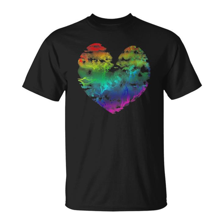 Womens Rainbow Cloudy Heart Lgbt Gay & Lesbian Pride Gift Unisex T-Shirt