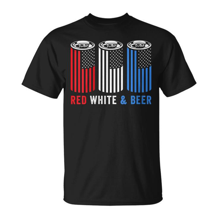 Womens Red White & Beer 4Th Of July Wine Red White Blue Beer  Unisex T-Shirt