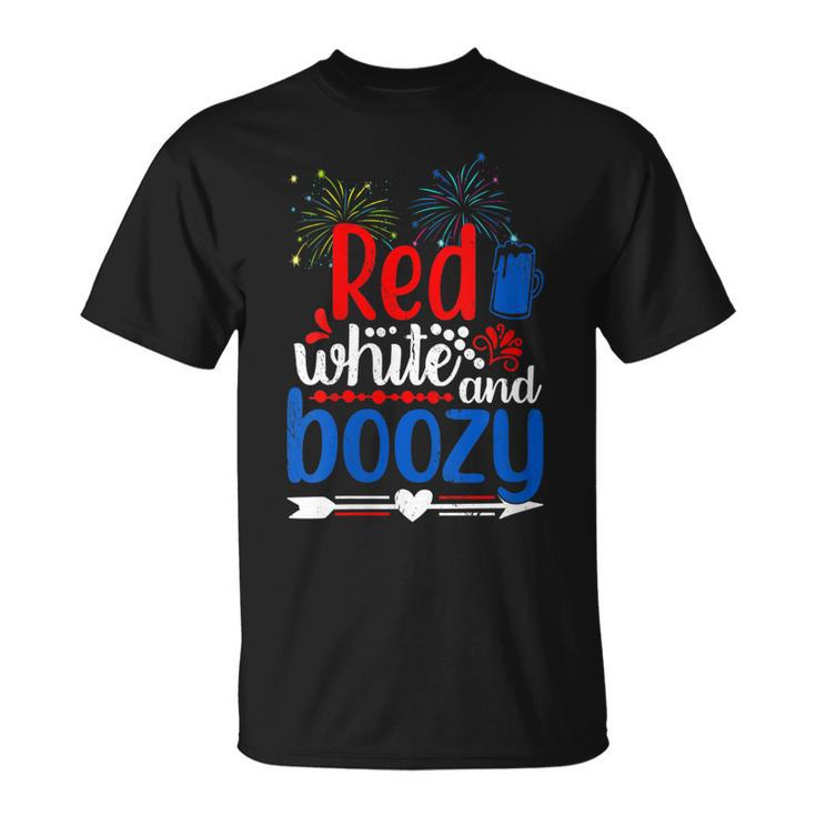 Womens Red White And Boozy Alcohol Booze 4Th Of July Beer Party  Unisex T-Shirt