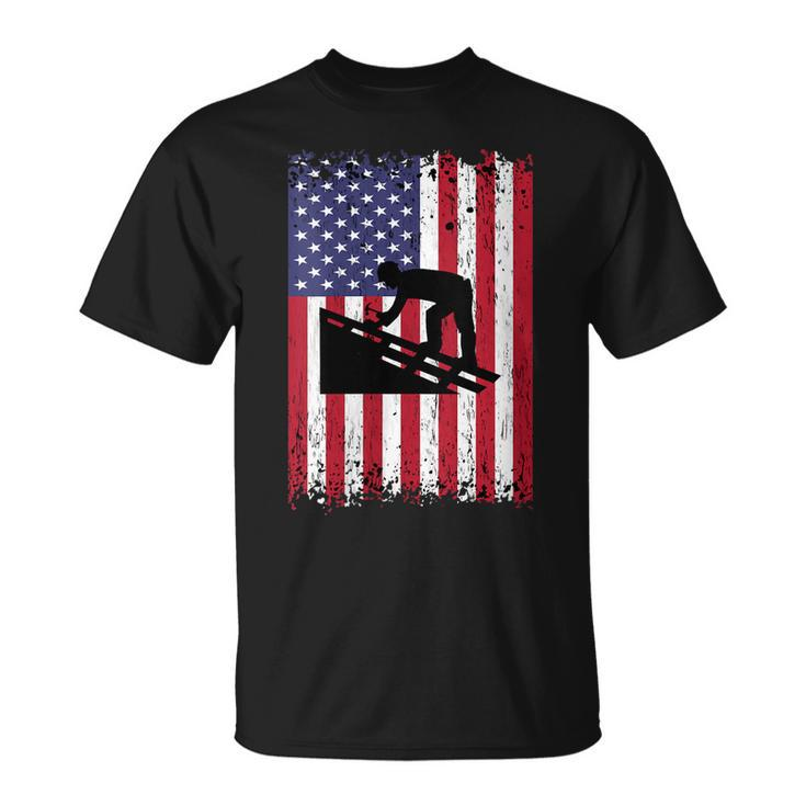 Womens Roofer Dad Usa Flag Patriotic 4Th Of July Gift  Unisex T-Shirt
