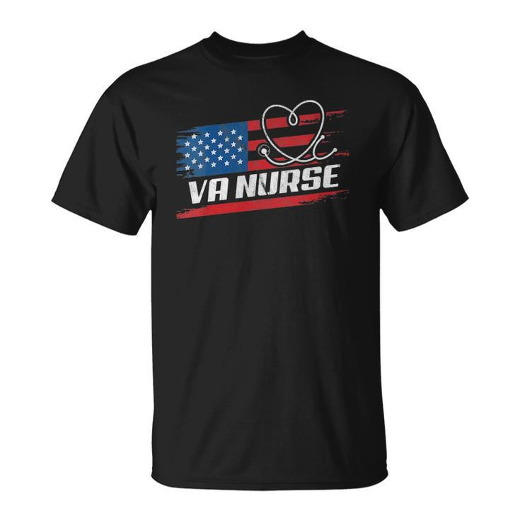 Womens Va Nurse Usa American Flag Stethoscope 4Th Of July Patriotic V-Neck Unisex T-Shirt