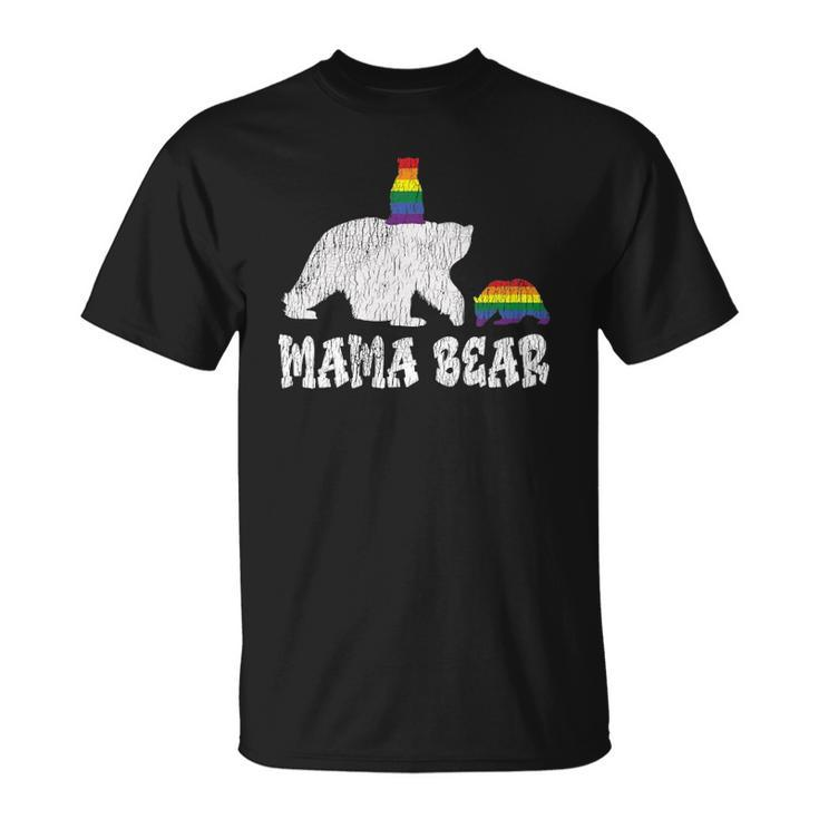 Womens Vintage Mama Bear Pride Mother Teens Mom Lesbian Gay Lgbtq Unisex T-Shirt