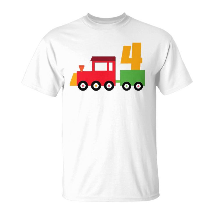 4Th Birthday Trains Theme Party 4 Years Old Boy Toddler Boys Unisex T-Shirt