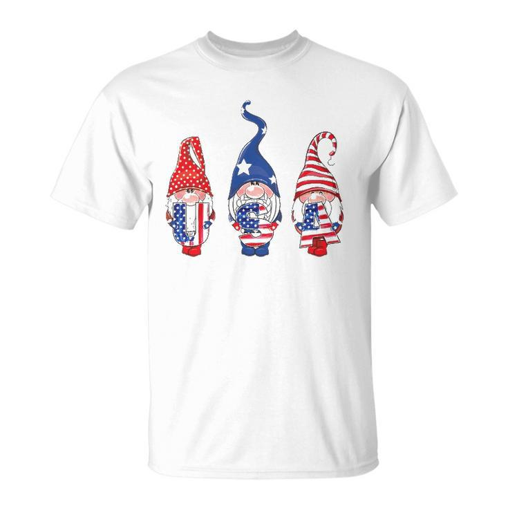 4Th Of July American Flag Gnomes Women Men Girls Boys Kids Unisex T-Shirt