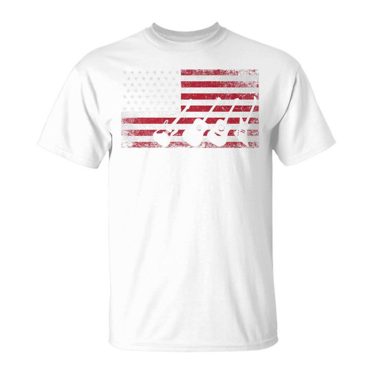 4Th Of July Gift For Men Dad Guitar Musician American Flag   Unisex T-Shirt